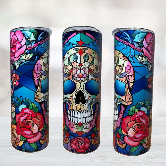 Stained Glass Colorful Skull 20oz Tumbler