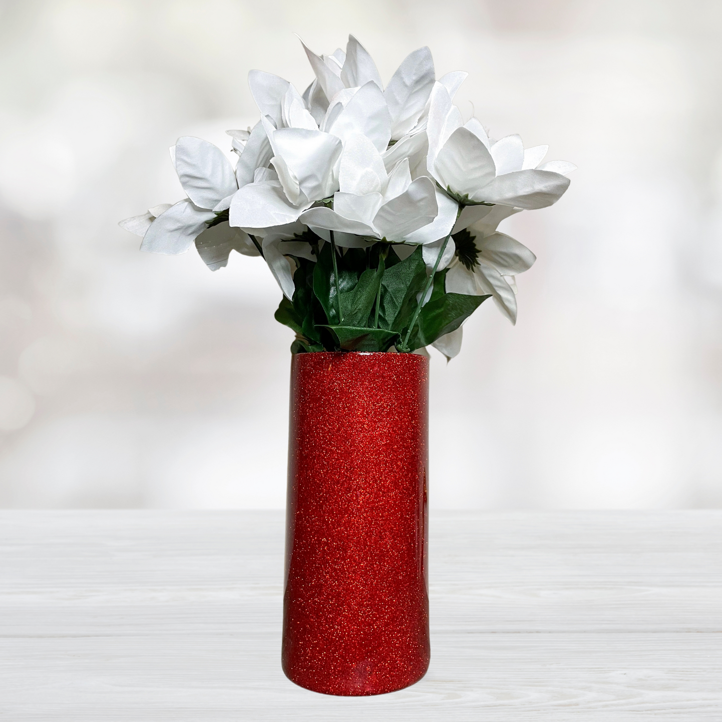 Red Glitter Flower Vase