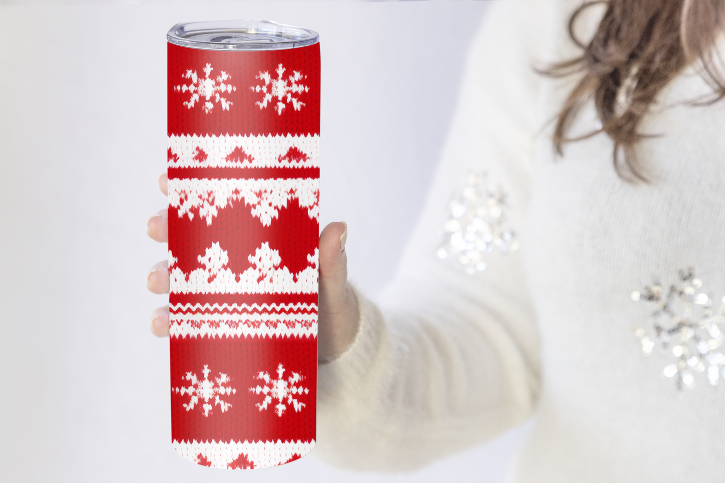 Red Snowflake Ugly Sweater Christmas 20oz Tumbler