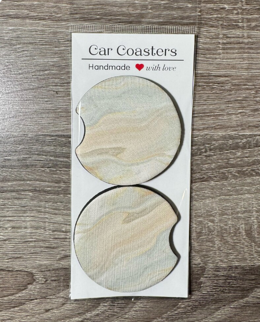 Blush Marble Swirl Car Coasters - Cute Car Coasters - Car Accessories - Cup Holder Coasters - Gifts for Her - Gifts Under 10