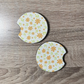 Terracotta Floral Car Coasters - Rustic Flowers Cute Car Coasters - Car Accessories - Cup Holder Coasters - Gifts for Her - Gifts Under 10