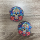 Colorful Stained Glass Skull Car Coasters - Cute Car Coasters - Car Accessories - Cup Holder Coasters - Gifts for Her - Gifts Under 10