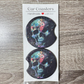 Floral Skull Car Coasters - Cute Car Coasters - Car Accessories - Cup Holder Coasters - Gifts for Her - Gifts Under 10