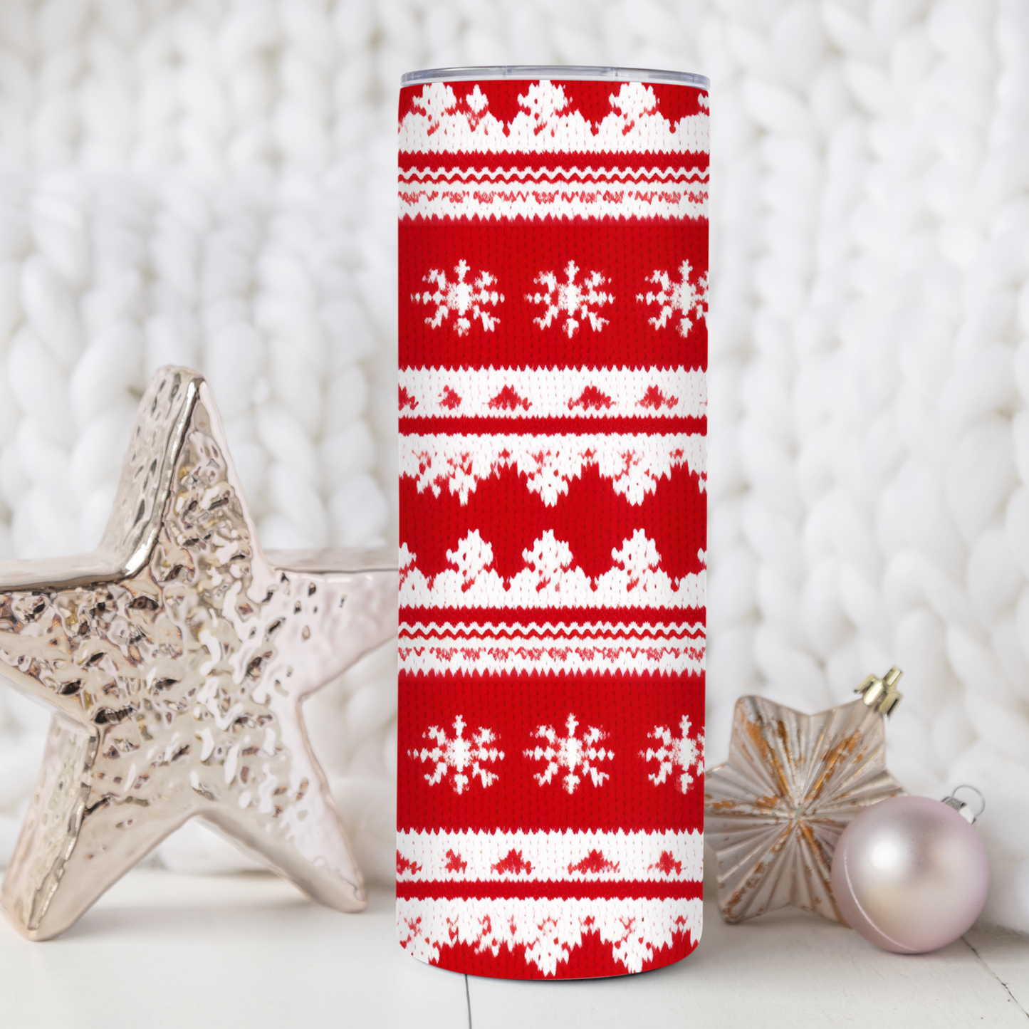 Red Snowflake Ugly Sweater Christmas 20oz Tumbler