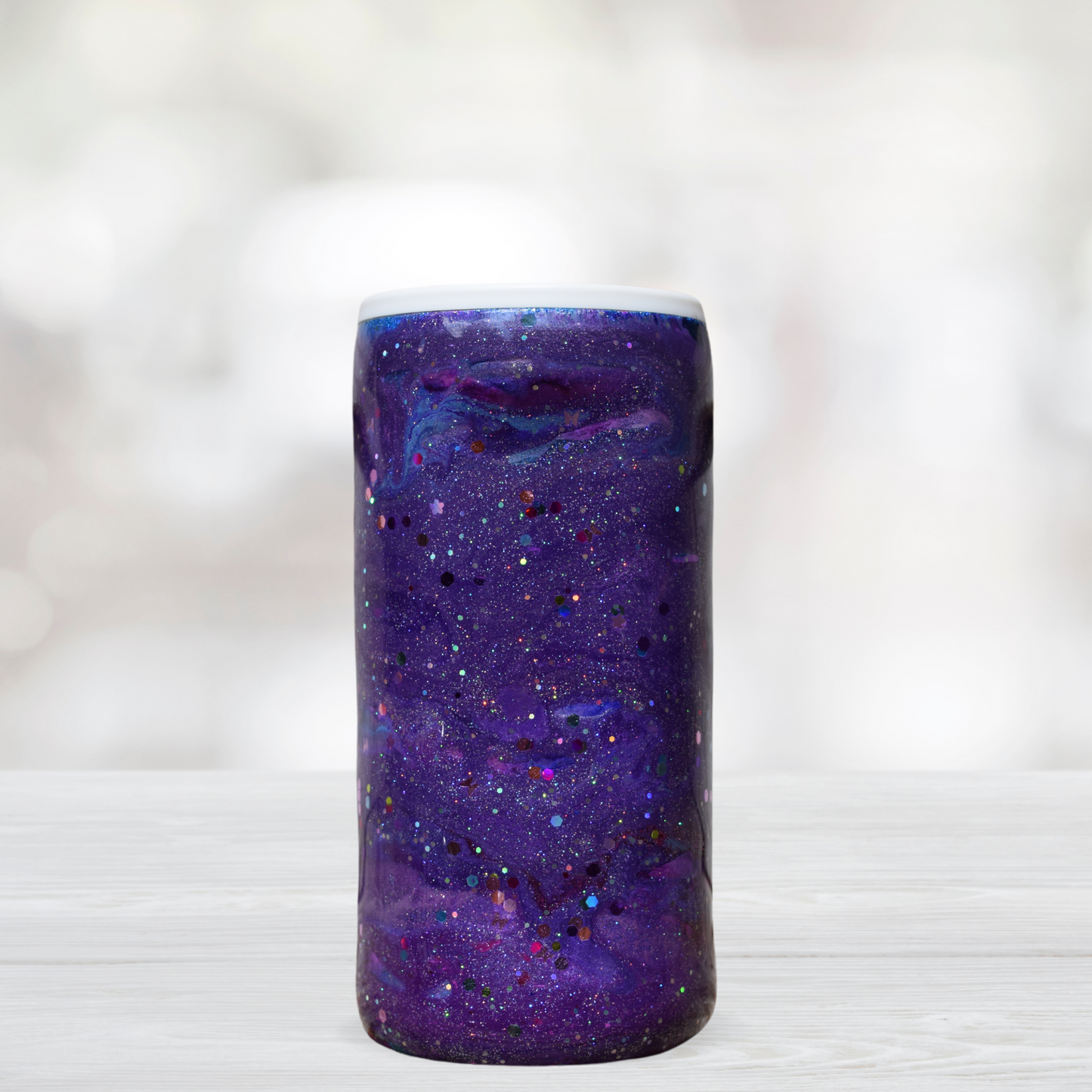 Purple Unicorn Galaxy Slim Can Tumbler / Purple & Glitter Swirl Tumbler