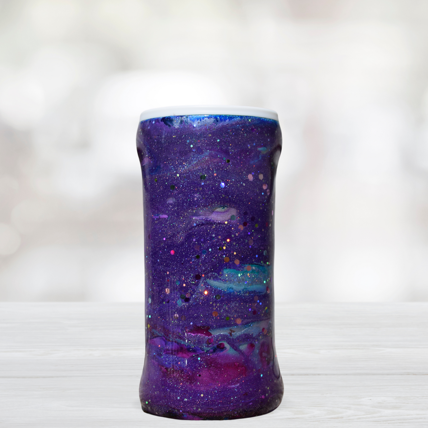Purple Unicorn Galaxy Slim Can Tumbler / Purple & Glitter Swirl Tumbler