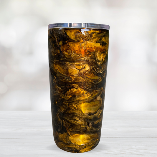 Hufflepuff Inspired Black, Yellow, & Gold Tumbler